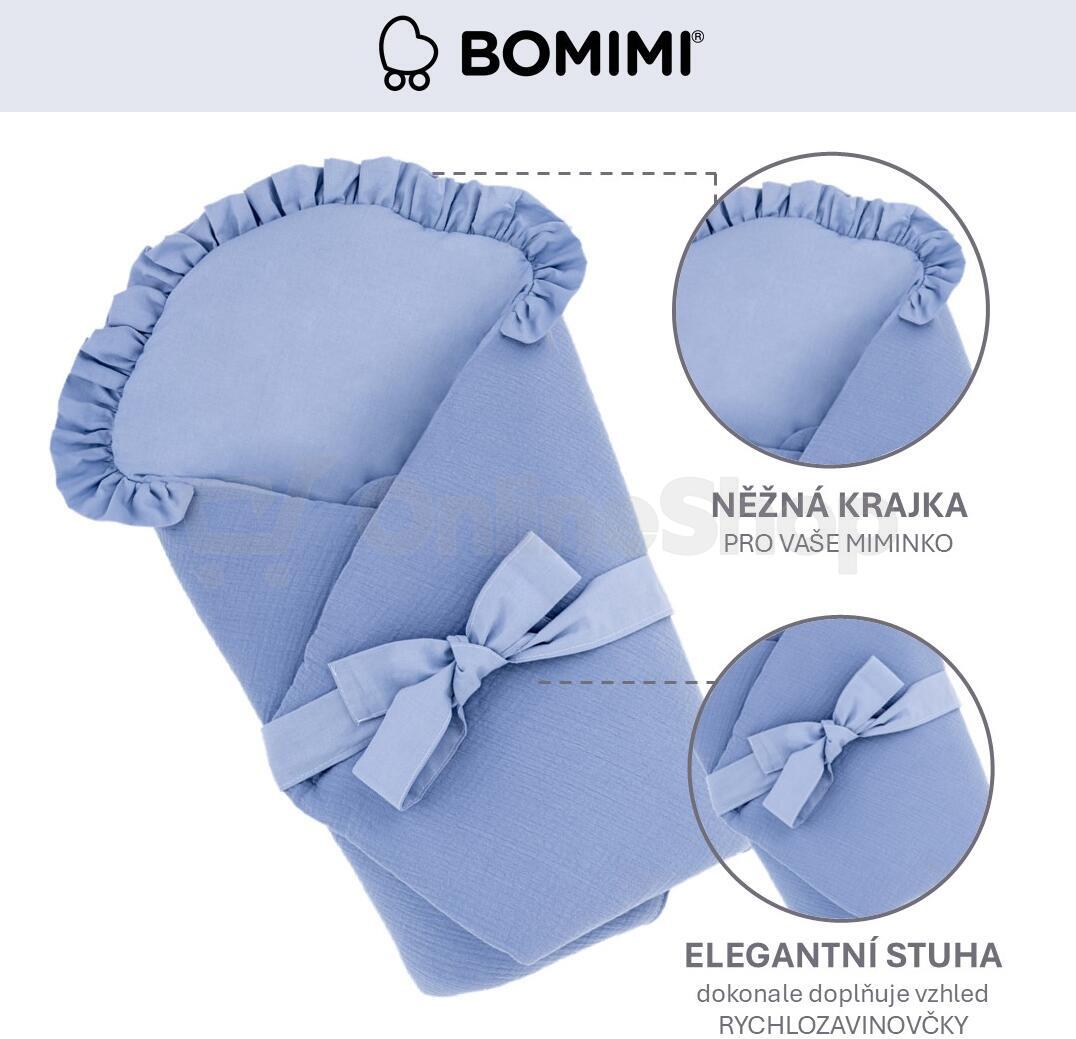 Bomimi Rychlozavinovačka s volánkem, mušelín, modrá