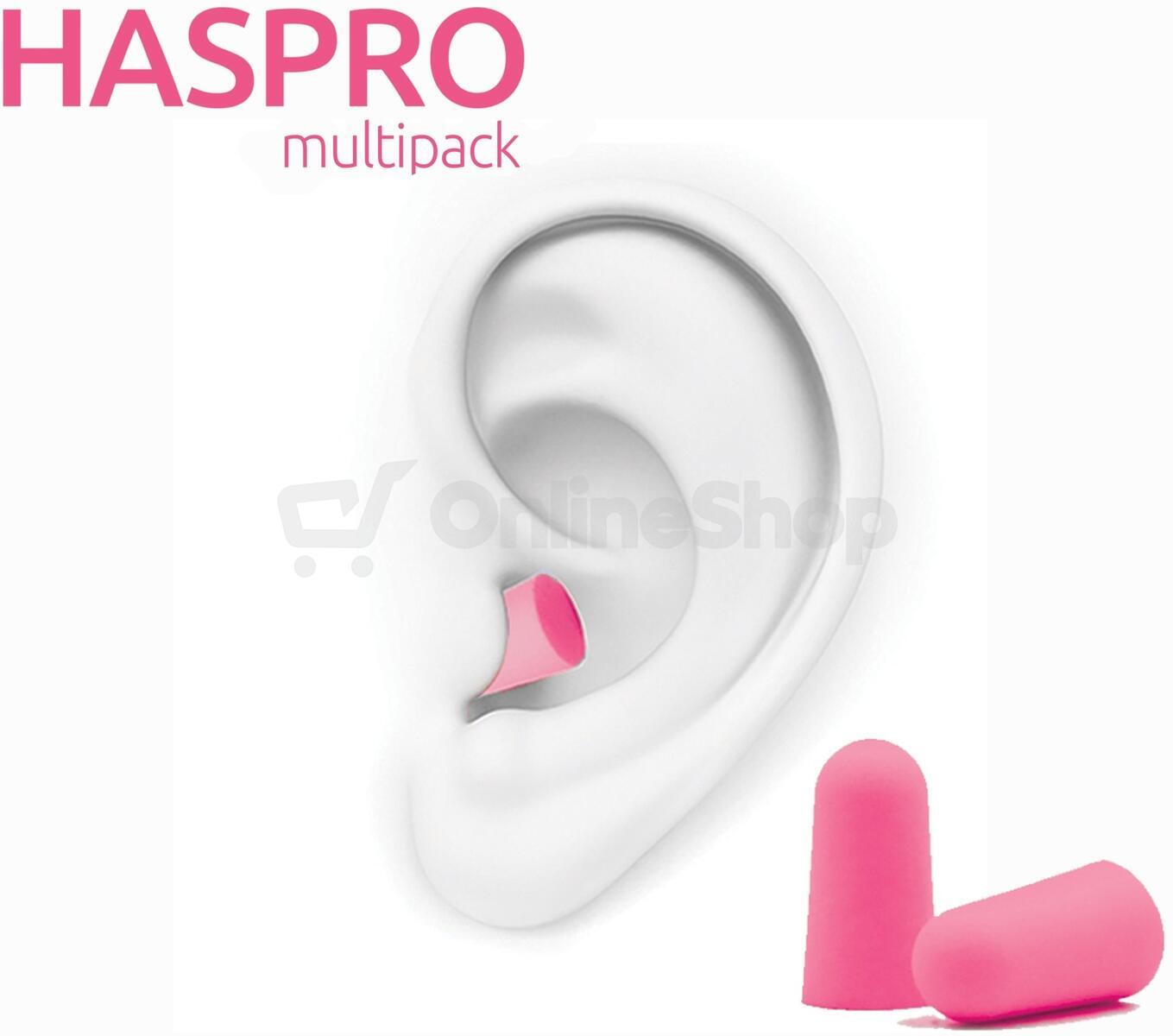 HASPRO Universal špunty do uší, pěnové, 50 párů / 100ks, růžové
