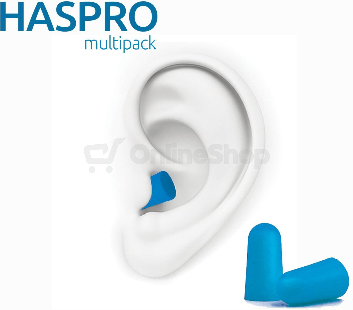 HASPRO Universal špunty do uší, pěnové, 50 párů / 100ks, modré