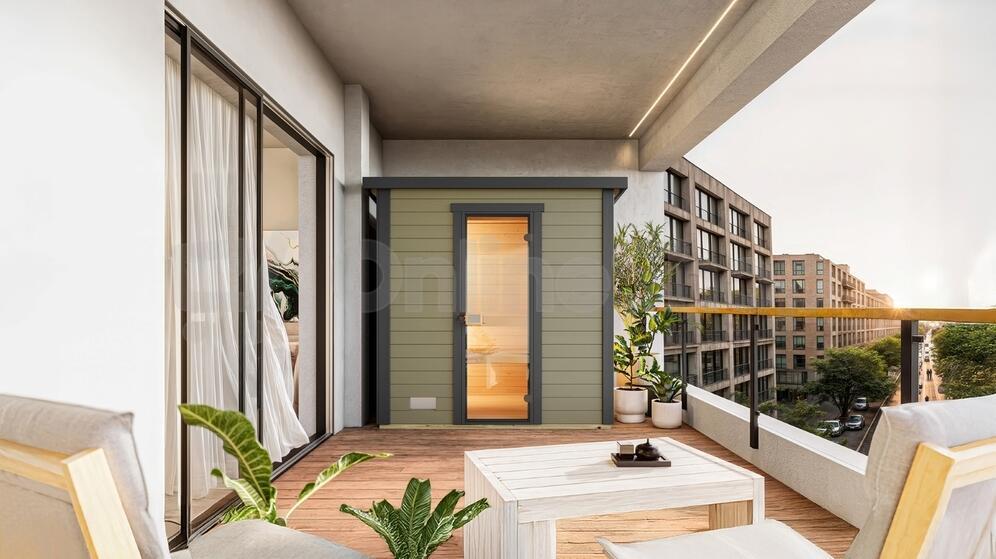 WEKA Sauna KAAPI 2 - šedozelená - outdoor sauna