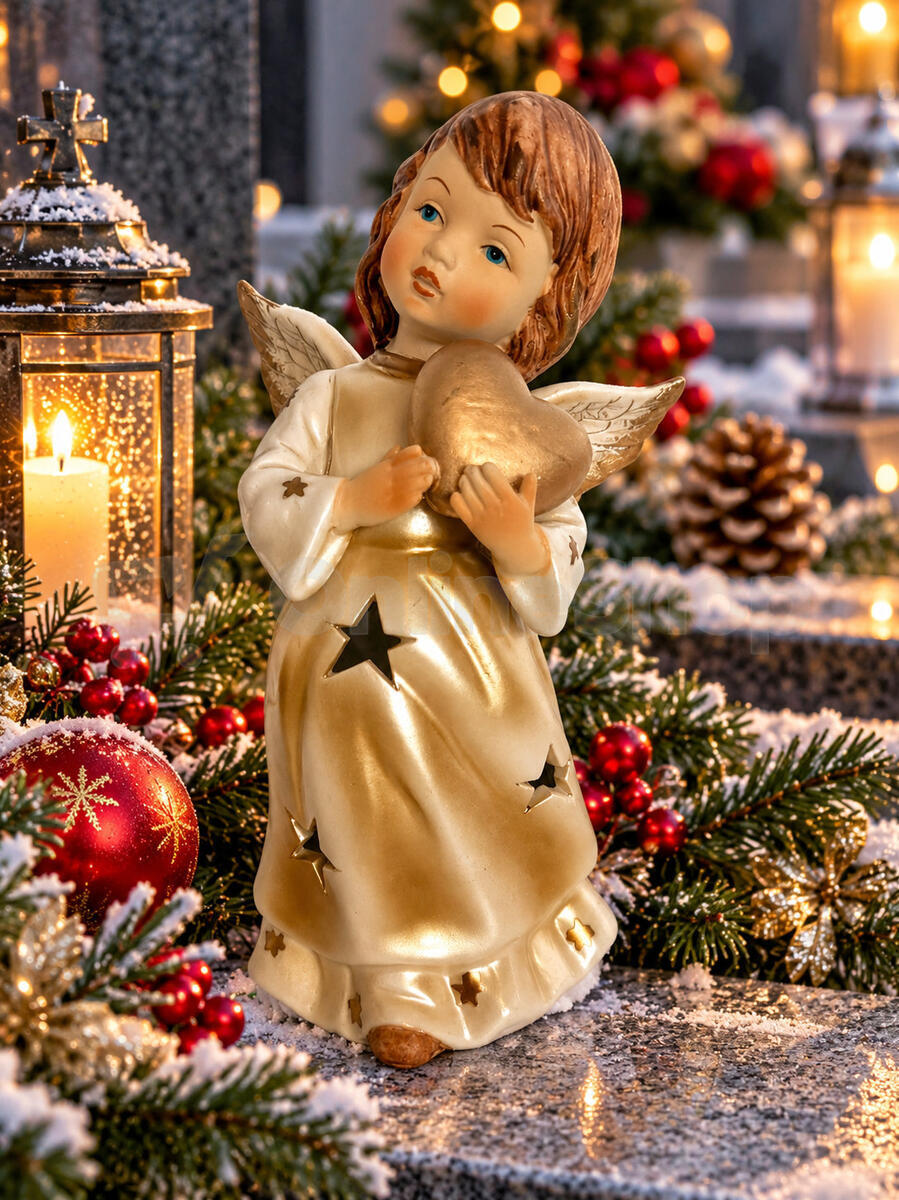 KMF porcelánový anděl se srdcem - svícen, 20 cm
