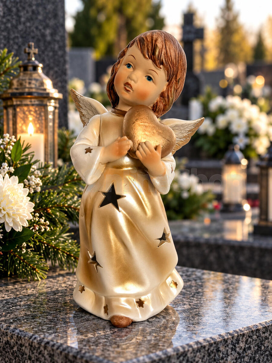 KMF porcelánový anděl se srdcem - svícen, 20 cm