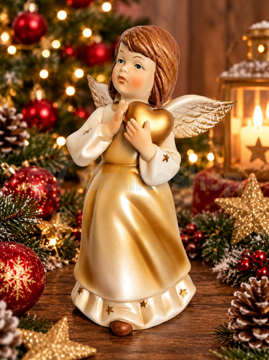 KMF porcelánový anděl se srdcem, 23 cm