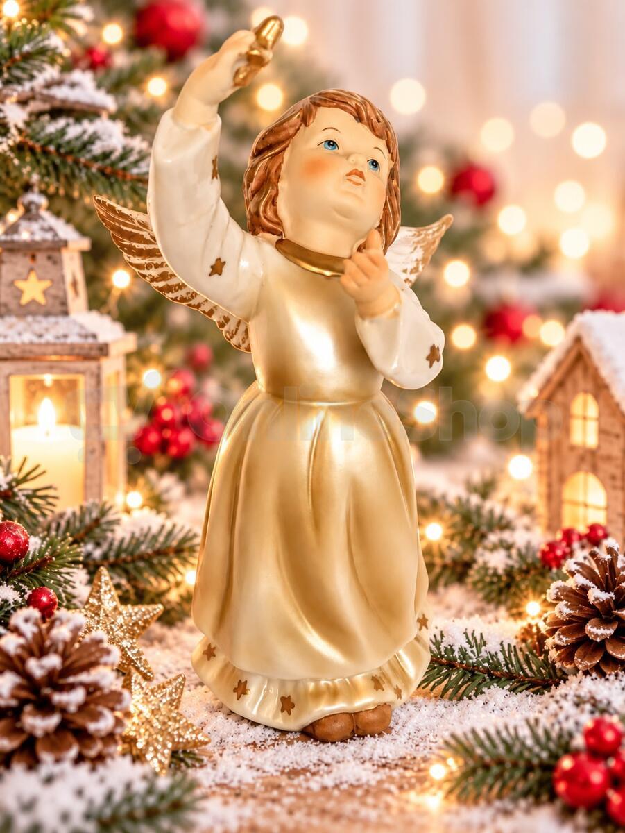 KMF porcelánový anděl s hvězdičkou, 23 cm