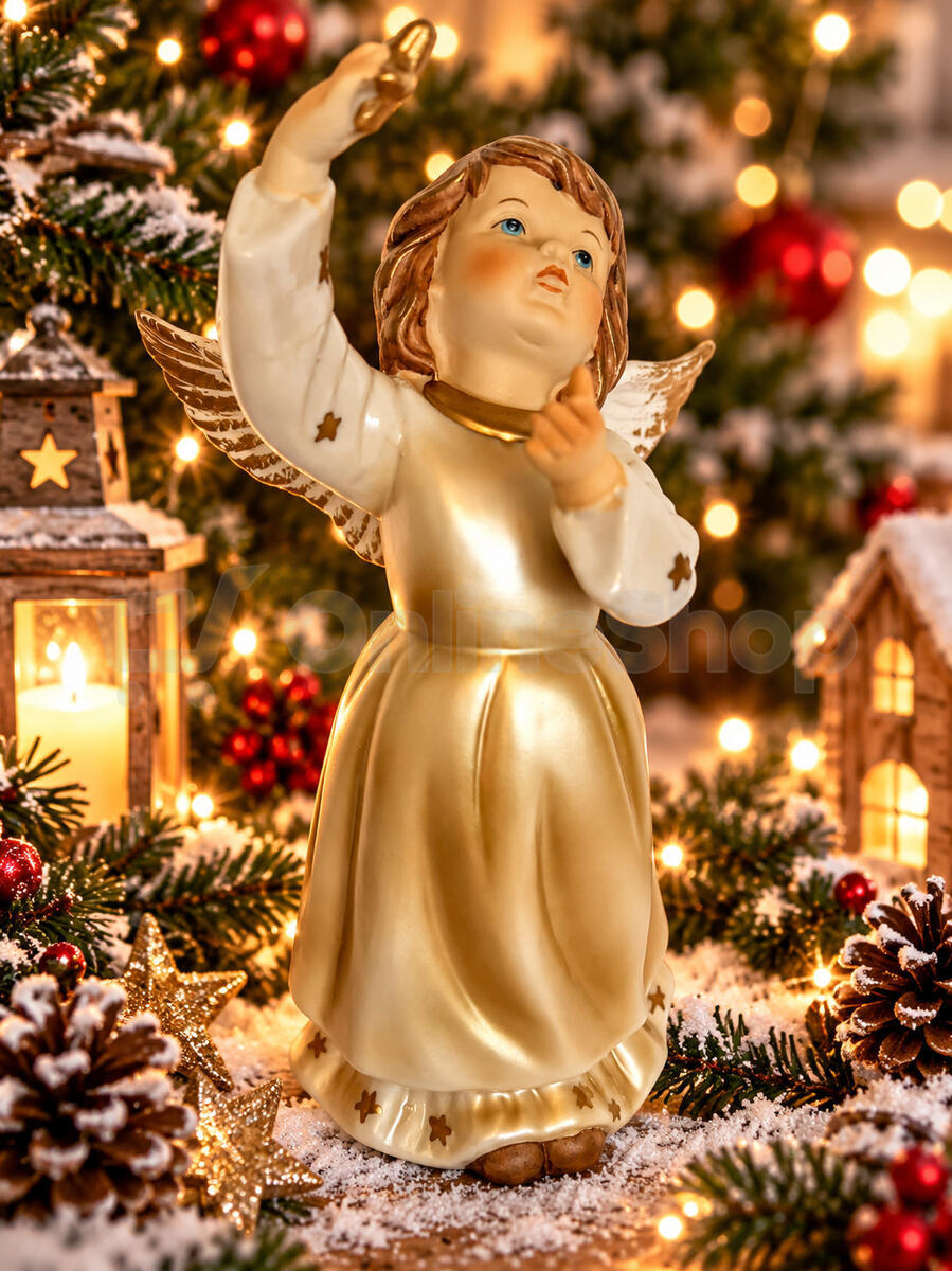 KMF porcelánový anděl s hvězdičkou, 23 cm