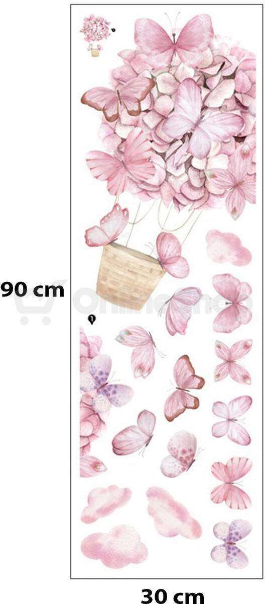 SIPO Nástěnné samolepky do dětského pokoje, Pink Butterflies