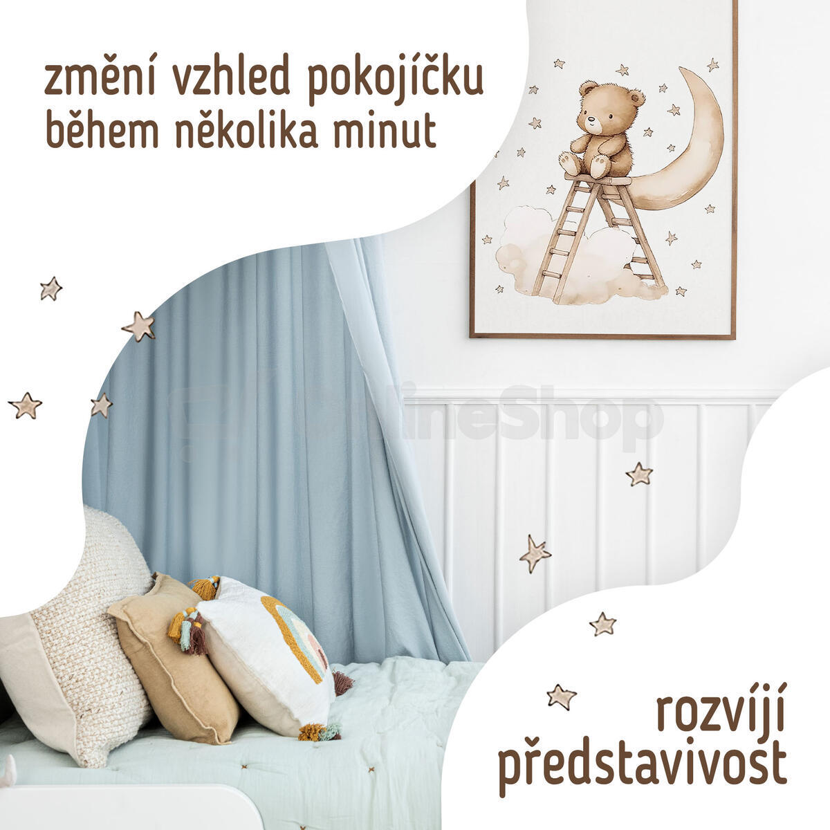 SIPO Nástěnné samolepky do dětského pokoje, Teddy bear on a ladder
