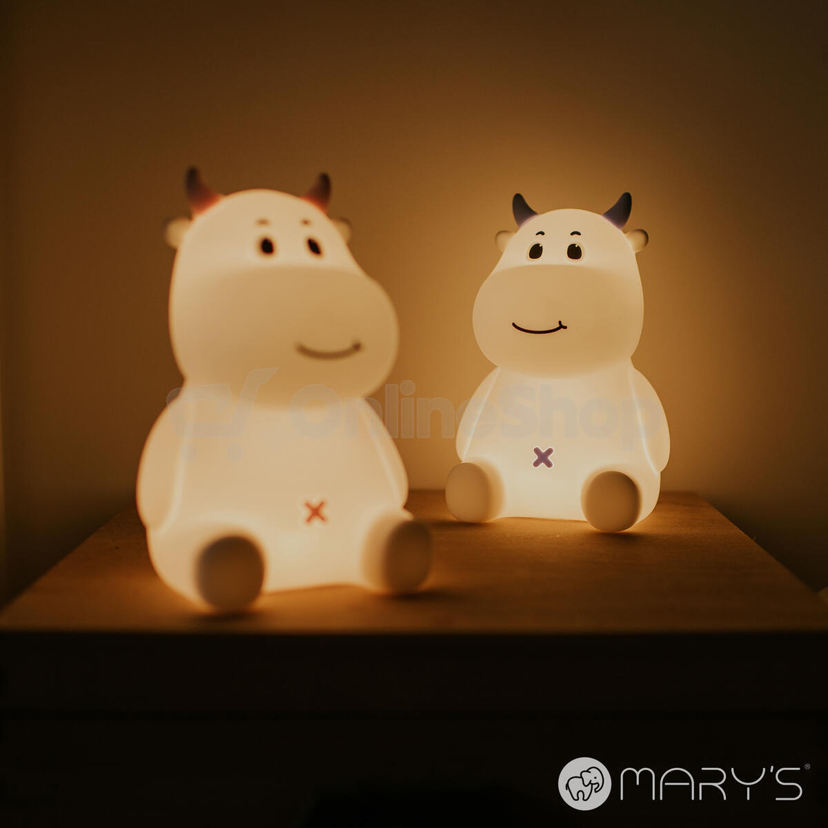 Mary's LED silikonová noční lampička RGB - kravička, modrá
