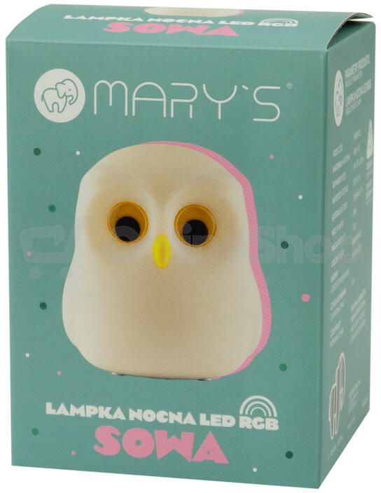 Mary's LED silikonová noční lampička RGB - sova