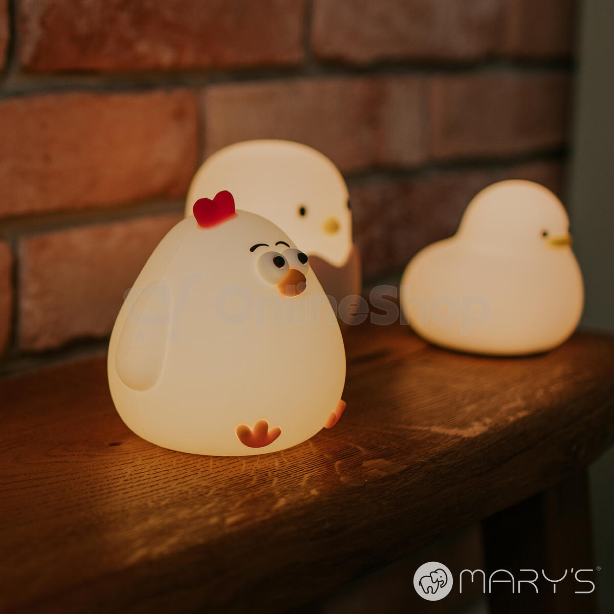 Mary's LED silikonová noční lampička - slepička