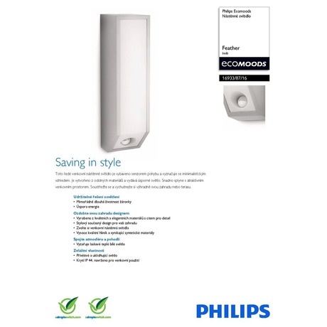 Venkovní svítidlo s čidlem Philips Ecomoods 16933/87/16 - Philips Ecomoods 16933/87/16 (foto 6)