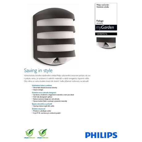 Venkovní svítidlo Philips Ecomoods 16938/93/16 s čidlem - Philips Ecomoods 16938/93/16 s&nbsp;čidlem (foto 5)