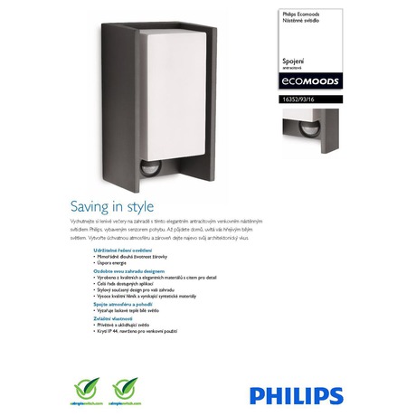 Venkovní svítidlo Philips Ecomoods 16352/93/16 s čidlem - Philips Ecomoods 16352/93/16 s&nbsp;čidlem (foto 6)