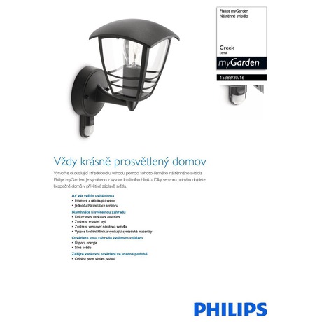 Venkovní svítidlo Philips Creek 15388/30/16 s čidlem - Philips Creek 15388/30/16 s&nbsp;čidlem (foto 3)