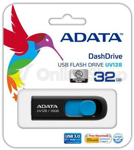 USB flash ADATA UV128 32GB USB 3.0, černý/modrý