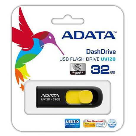 Flash disk ADATA UV128 32GB USB 3.0, černý/žlutý
