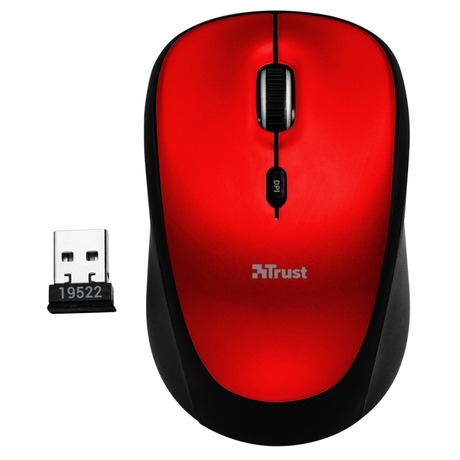 Myš Trust Yvi Wireless / optická / 3 tlačítka / 1600dpi - červená - Trust Yvi červená (foto 1)