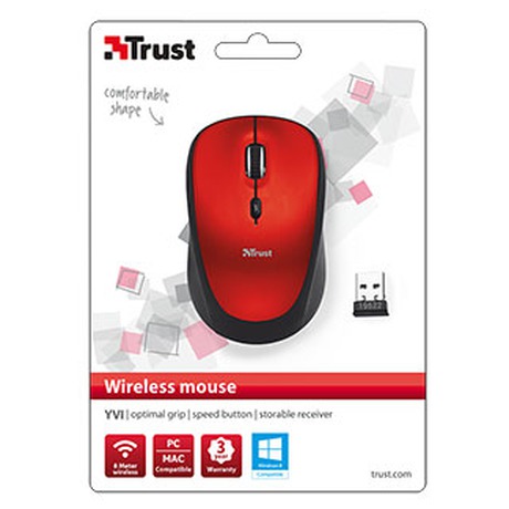 Myš Trust Yvi Wireless / optická / 3 tlačítka / 1600dpi - červená - Trust Yvi červená (foto 4)