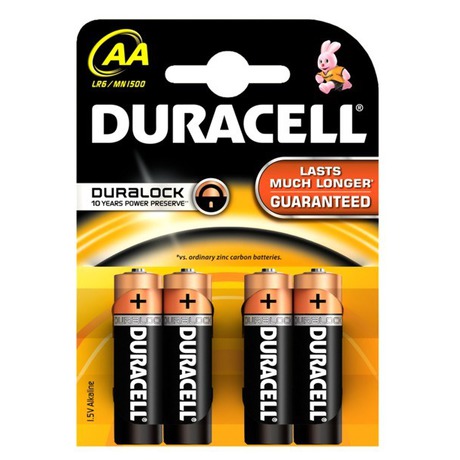 Baterie alkalická Duracell Basic AA 1500 K4 Duralock - DURACELL Basic AA, LR06, 1.5V, blistr 4ks (foto 1)