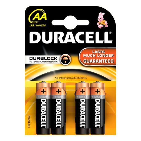 Baterie alkalická Duracell Basic AA 1500 K4 Duralock - DURACELL Basic AA, LR06, 1.5V, blistr 4ks (foto 2)