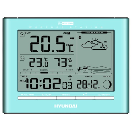 Meteostanice Hyundai WSC 2180, světle modrý - Hyundai WSC 2180, světle modrý (foto 2)