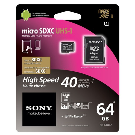 Paměťová karta Sony MicroSDXC Performance 64GB UHS-I U1 (40MB/s) + adapter - Sony MicroSDXC Performance 64GB UHS-I U1&nbsp;+ adapter (foto 1)
