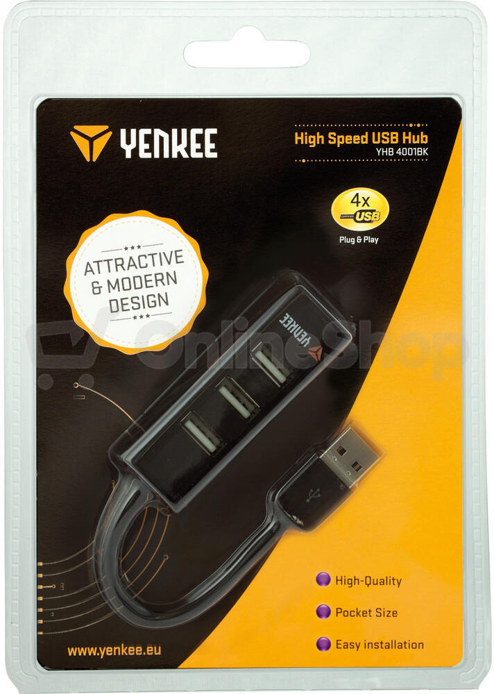 USB rozbočovač Yenkee YHB 4001BK černý