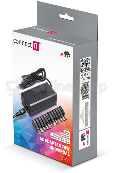 Napájecí adaptér Connect IT CI-132 univerzální pro notebooky, 70 W