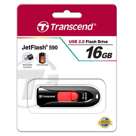 Flash USB Transcend JetFlash 590 16GB USB 2.0 - ern/erven