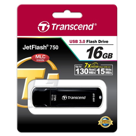 Flash USB Transcend JetFlash 750K 16GB USB 3.0 - černý