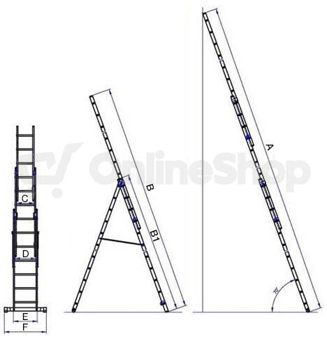 Žebřík G21 3-dílný, 590 cm