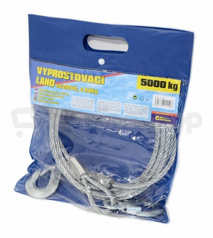 Lano vyprošťovací 5000kg s karabinami COMPASS 01240