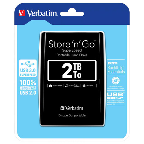 Extern disk Verbatim Store 'n' Go 2TB, 2,5", USB 3.0, 53177