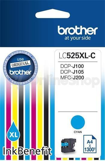 Brother LC-525XLC (inkoust cyan, 1 300 str.@ 5% draft) (LC525XLC)