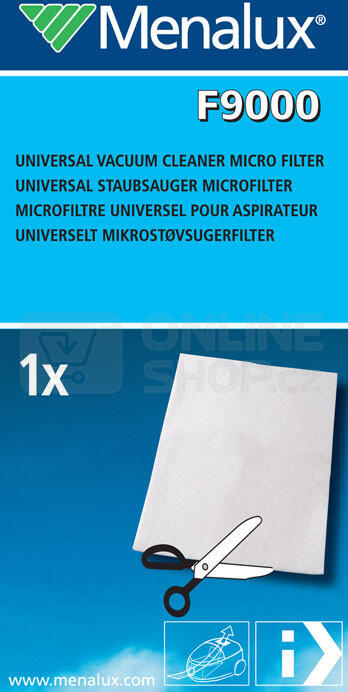 Mikrofiltr Menalux F9000, pro všechny značky vysavačů (20,5 cm x 24 cm)