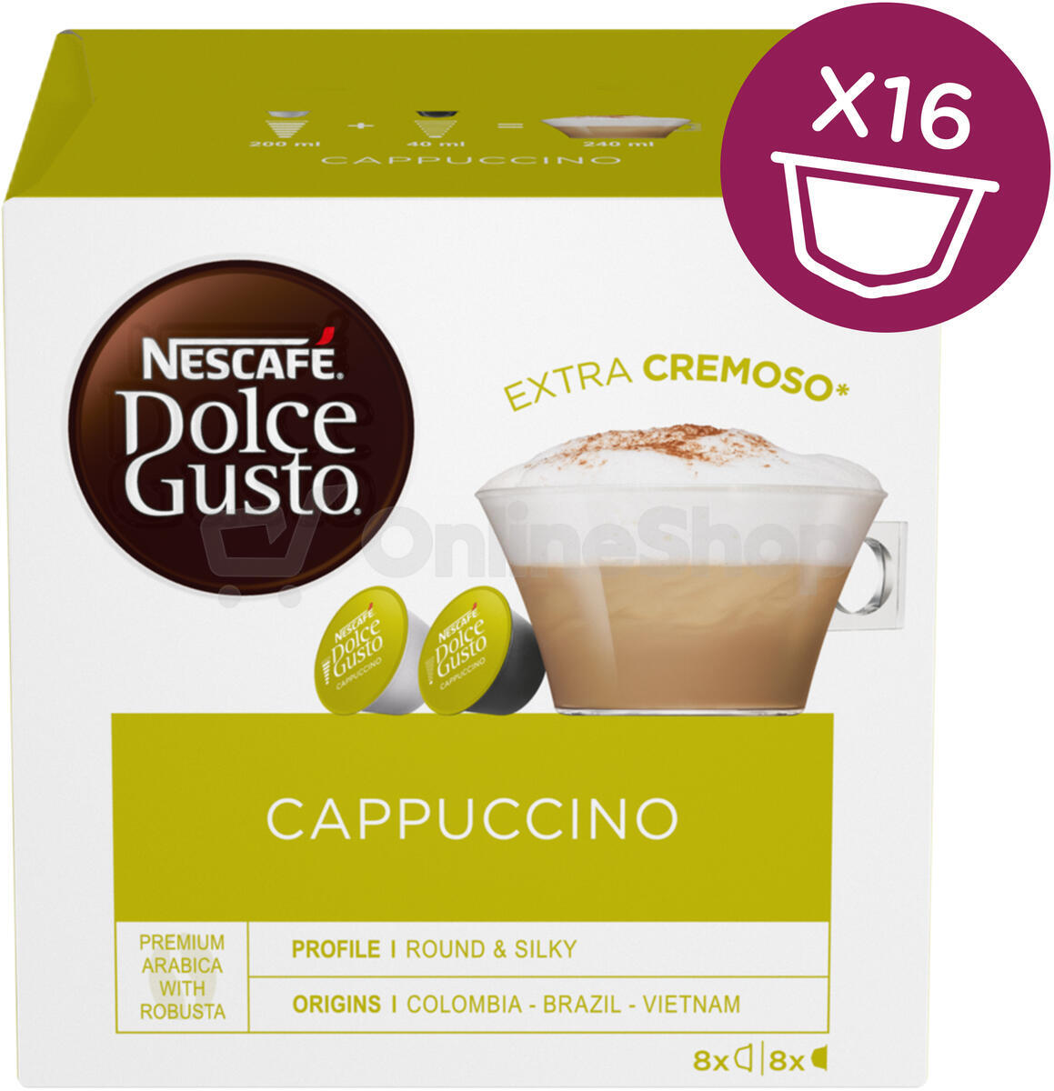 SET Nescafé Dolce Gusto Cappuccino, 16ks + Espresso, 16ks + Latte Macchiato, 16 ks