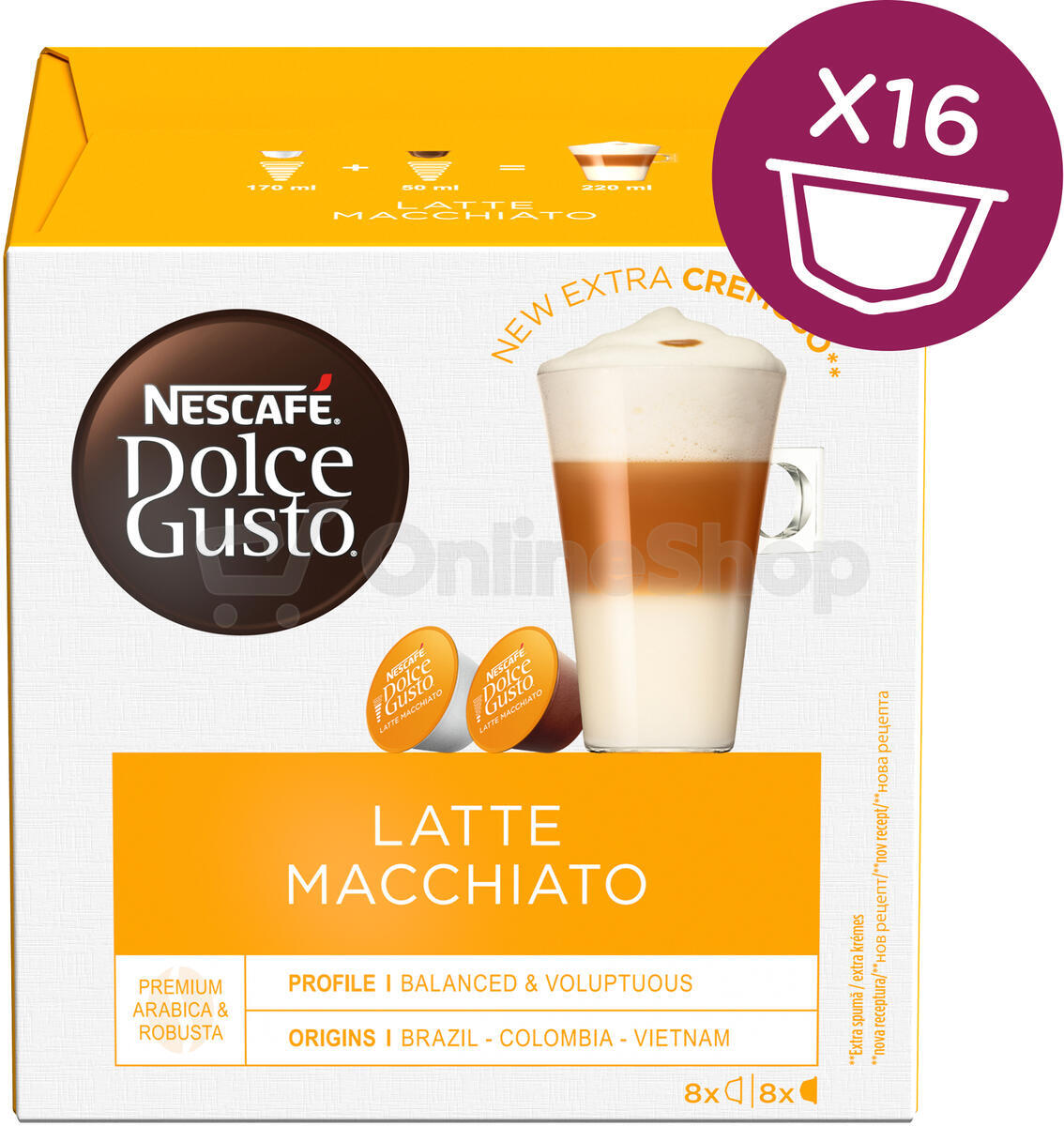 SET Nescafé Dolce Gusto Cappuccino, 16ks + Espresso, 16ks + Latte Macchiato, 16 ks