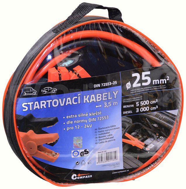 Kabely startovací 350A 3,5m COMPASS TÜV/GS DIN72553-25