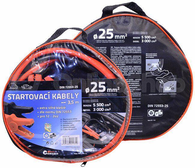 Kabely startovací 350A 3,5m COMPASS TÜV/GS DIN72553-25