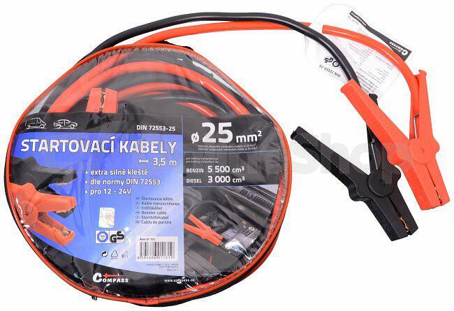 Kabely startovací 350A 3,5m COMPASS TÜV/GS DIN72553-25