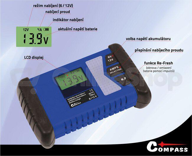 Nabíječka akumulátorů COMPASS 07154 PROFI 6/12V