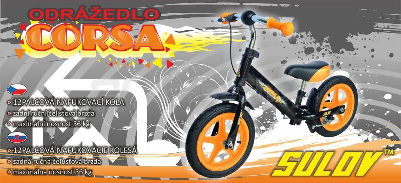 Odrážedlo Sulov CORSA 12", černo/oranžové