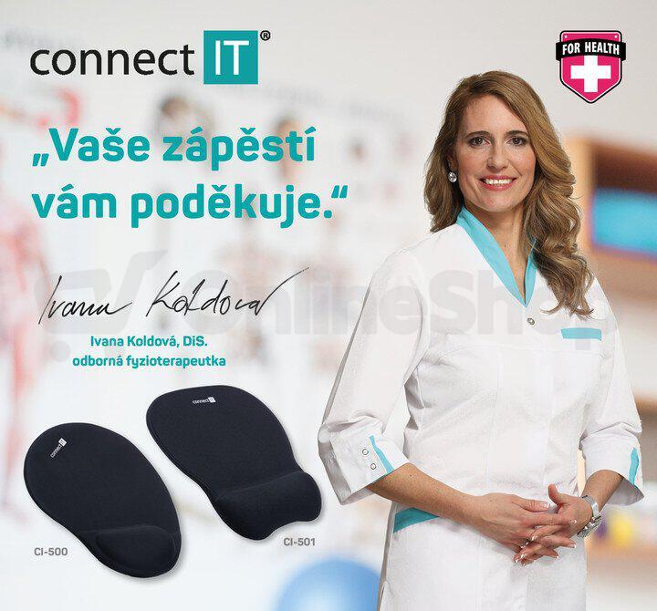 Podložka pod myš Connect IT se zápěstní opěrkou - černá