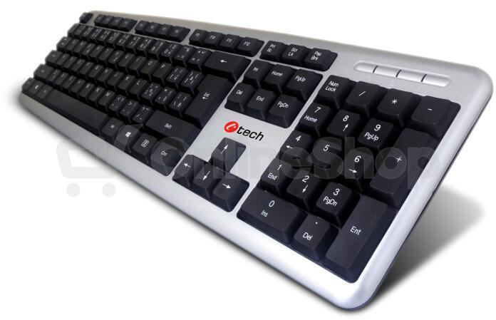 Klávesnice C-Tech KB-102 SLIM, CZ/SK - stříbrná