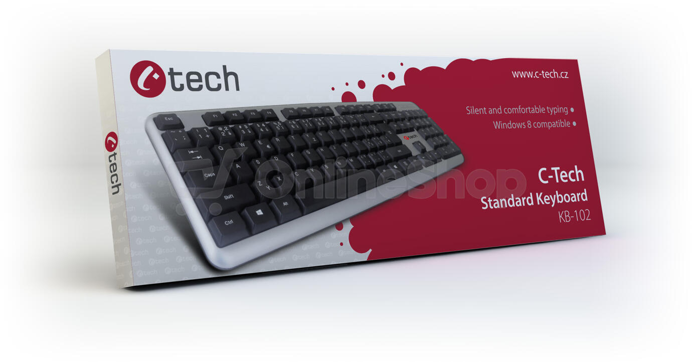 Klávesnice C-Tech KB-102 SLIM, CZ/SK - stříbrná