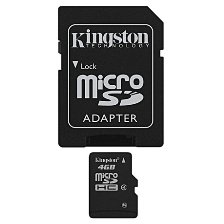 Paměťová karta Kingston MicroSDHC 4GB Class4 + adapter - Kingston MicroSDHC 4GB Class4 +&nbsp;adapter (foto 1)