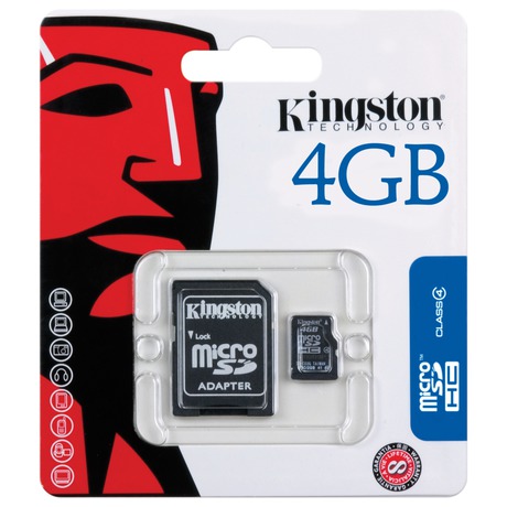 Kingston MicroSDHC 4GB Class4 +&nbsp;adapter (foto 2)