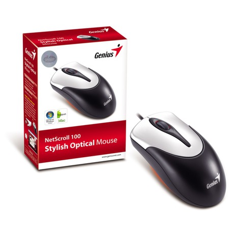 Myš Genius NetScroll 100 / optická / 3 tlačítka / 800dpi - černá/stříbrná