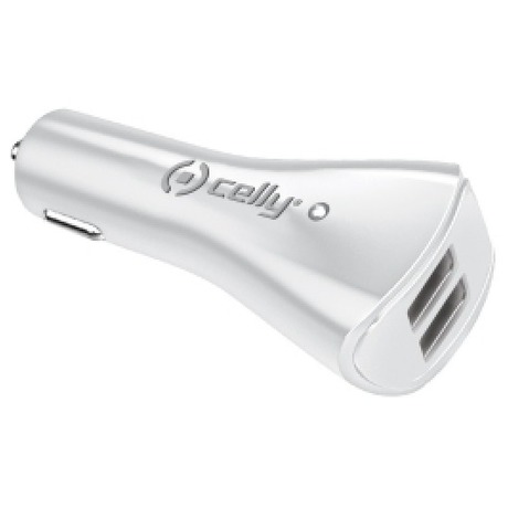 Adaptér do auta Celly 2x USB, 2,1A - bílý