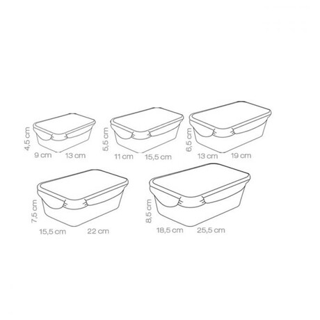 Dza Tescoma FRESHBOX 5ks, obdlnkov (0,2l; 0,5l; 1l; 1,5l; 2,5l)